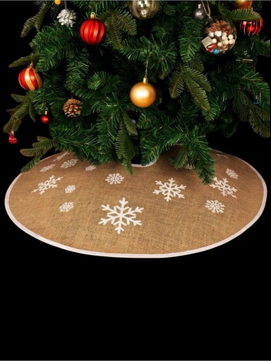 Unlisted Other - Rustic Burlap Christmas Tree Skirt – 48” Snowflake Farmhouse Style – NWT